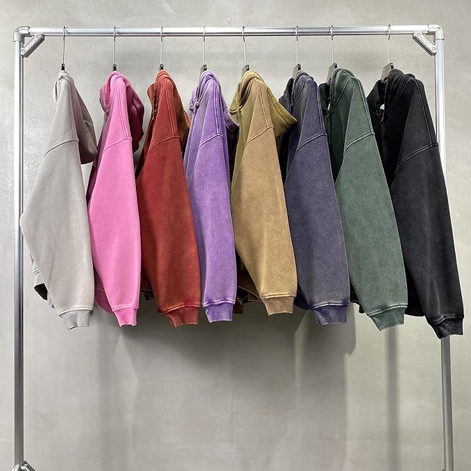 Premium Oversized Zip Hoodie – Washed Black